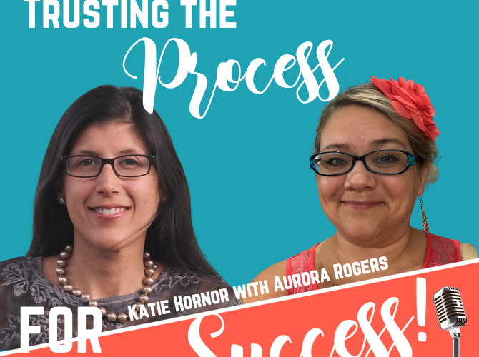 Business mentor Katie Hornor and Aurora Rodgers orange and teal background